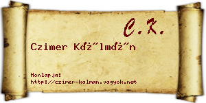 Czimer Kálmán névjegykártya